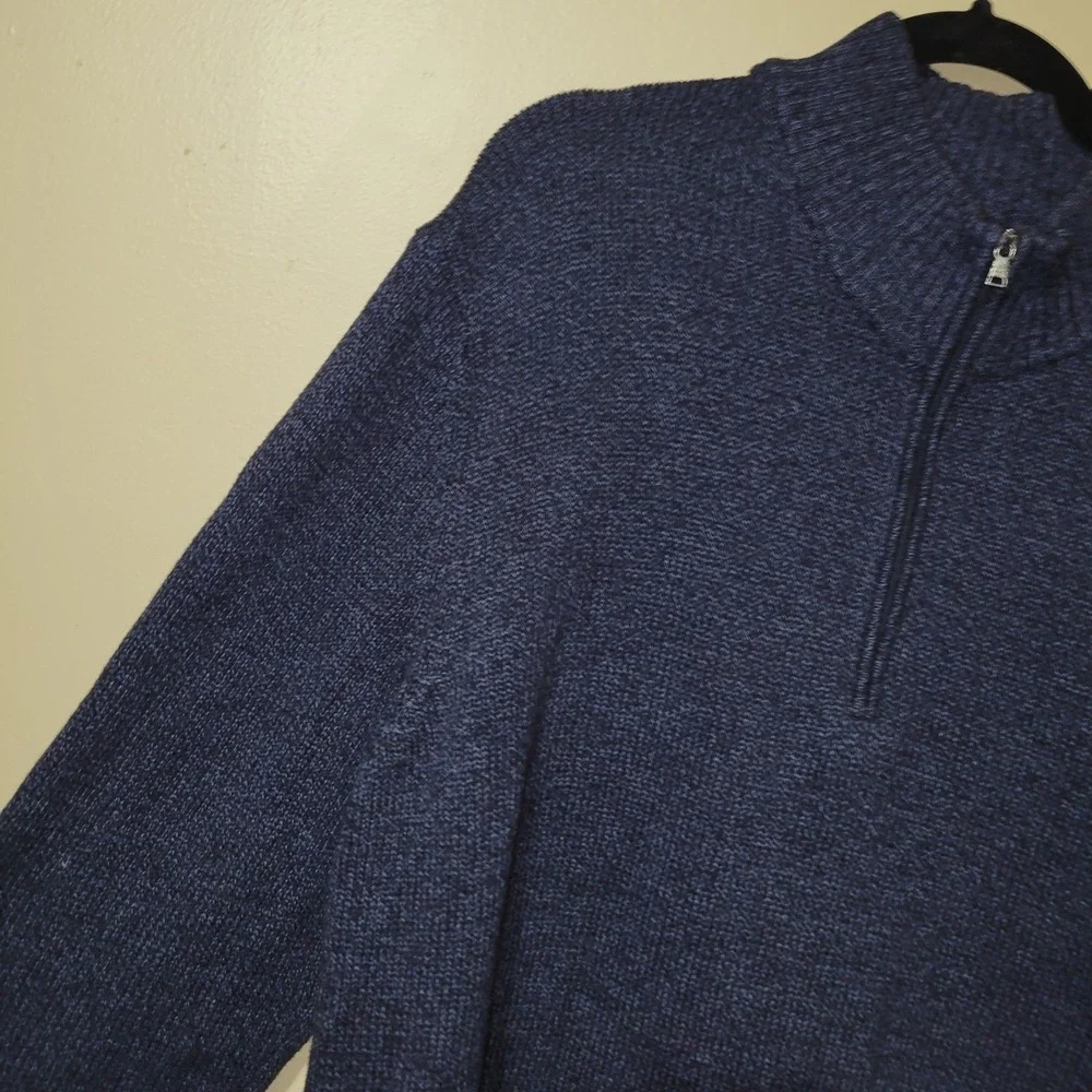 Calvin Klein Cable Knit‎ Sweater Pullover 1/4 Zip Mock Neck Long Sleeve Blue XXL